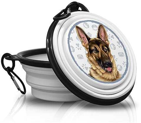 Berger Allemand - Gamelle Pliable avec Mousqueton pour Les déplacements - Gamelle pour Animaux domestiques - Pratique et Unique.
