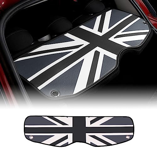 FDAIUN for BMW Mini Cooper F56 Hatchback R56 Hatchback Leather Car Boot Trunk Parcel Shelf Tray Cover Leather Mat Protection Car Interior Accessories (Union Jack Gray)