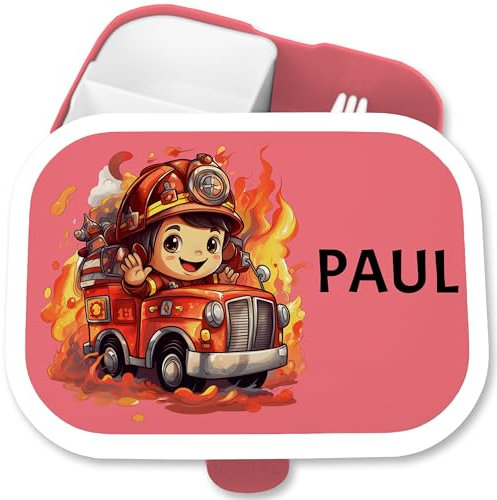Brotdose Campus für Mepal - Feuerwehrjunge Feuerwehr Junge Kinder - 750 ml - Rosa - geschenke kindergarten personalisierte brotdosen feuerwehrauto vesperbox kind jausendose feuerwehrmann lunchbox
