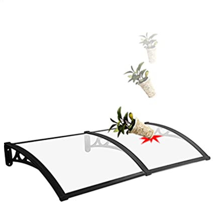 Door Window Awning, Roofing Canopies Polycarbonate Board Anti-UV Shelter Rain Snow Protection For Back Door, Porch, Window Aluminum Alloy Bracket Easy To Install (Clear 80x300cm)