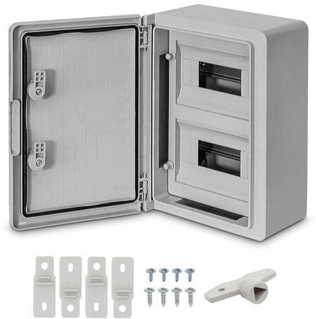 Armario distribución plástico ABS con placa montaje acero galvanizado 12x2 mod puerta Opaca armario vacio 300x400x170mm IP65 (12x2 Módulos, Puerta Opaca)