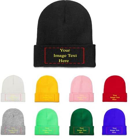 NLWQEKV Personalisierte Beanie-Mütze mit Ihrem Fototext, Namenslogo, personalisierte Strickmütze, Totenkopfmütze, Chemo-Mütze, Baggy-Mütze, individuelle warme Wintermütze für Männer und Frauen