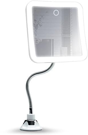 Fancii wiederaufladbarer Flexibler Kosmetikspiegel mit 10-Fach Vergrößerung, 3 Lichtfarben - Vergrößerungsspiegel Schwanenhals-Schminkspiegel Rasierspiegel mit Saugnapf, 360° Drehbar, Mira 2 Plus