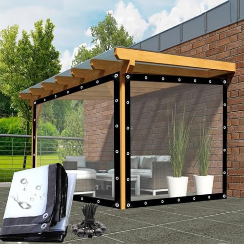 Durchsichtige wasserdichte Plastikplane Mit ösen -seitenwände Mehrzweck Plane Terrassenüberdachung Für Gewächshaus, Außenveranden, Kindergarten, Vordach(Size:2x5m/7x16ft,Color:Löschen)