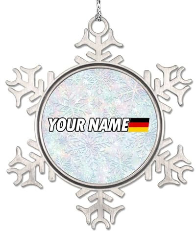 Lmmixee Deutschland Nationalflagge Ornamente für Weihnachtsbäume Deutschland Schneeflocke Ornament Land Stadt Souvenir Metall Weihnachtsschmuck 2023 Weihnachten Andenken Neujahr Geschenke