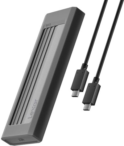 Lexar Boîtier SSD M.2 NVMe SATA, Adaptateur USB3.2 Gen2 10Gbps PCI-E NVMe SATA M Key B+M Key pour M.2 SSD Taille 2230/2242/2260/2280, Câbles USB C vers USB C Inclus