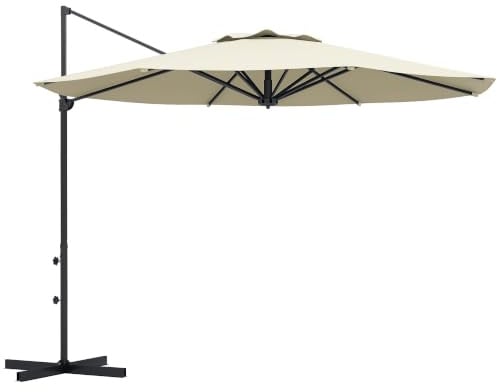Outsunny Sombrilla de Jardín Ø294x242 cm Altura Ajustable Patio Crema | Parasol de Terraza, Poste Giratorio 360°, Ángulo de Techo Ajustable, Ventilación Superior, para Piscina