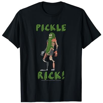 Rick & Morty T-Shirt Pickle Rick Schwarz Unisex Erwachsene Klein EU 38 Kurzarm Klassisch