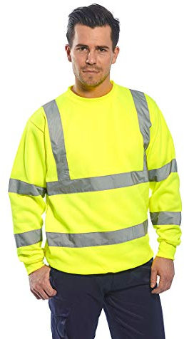 AAIF RETAILS® Mens Sweatshirts Hi Viz High Visibility Long Sleeve Reflective Tape Safety Pullover Hi Vis Security Work Breathable Lightweight Workwear Round Neck T-Shirt Tops Plus Size Yellow 2XL