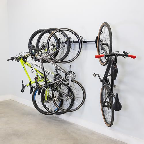 Teal Triangle G-Swivel Support mural pour vélo pour garage – Support et cintre de vélo de qualité supérieure – Support de vélo réglable pour garage avec crochets rotatifs – Système de porte-vélos