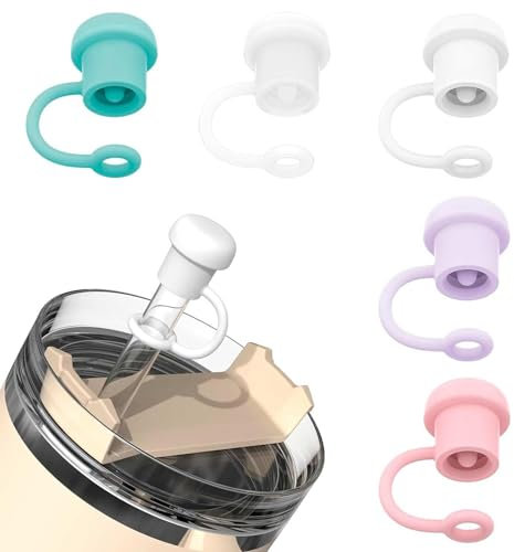5pcs Stanley Straw Covers, Reusable Silicone Straw Cap, Straw Cover Cap for Stanley Cup, Cute Straw Topper Protector Cover, Cute Straw Covers Cap, Simple Straw Protector for Stanley Cup Accessories