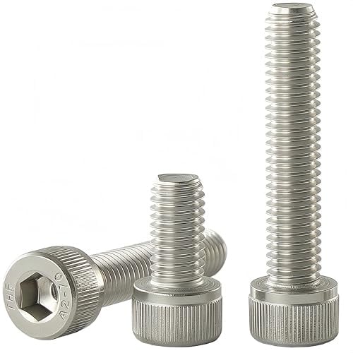 YIIFLY Vis à tête cylindrique à six pans creux M8×45 mm, acier inoxydable 304 (A2-70), filetage complet, finition brute, 10 PCS