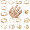 WVFHVISL 15 Stück Ringe Frauen Wasserfest Stapelbare Ringe arat Vergoldete Ringe Set Knöchel Ringe für Damen Einfache Plain Band Ring Verstellbare Ringe Set