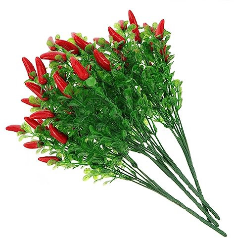 RORPOIR 12 STK Künstlicher Pfeffer kunstpflanze kunstplflanze zimmerpflanzen Kunstblumen für Vase künstliche Chili Anlage künstliche Pflanzen künstliches Chili-Dekor Plastik-Chili-Bouquet