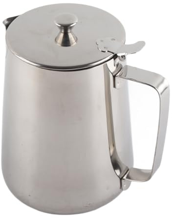 Milchkännchen mit Deckel, Milchkännchen, Milchschaumbecher, Schaumkrug, Milchkännchen, Edelstahl, Milchschaumbecher, mit Deckel, Wählbare Größen, Gewerbliche Nutzung,