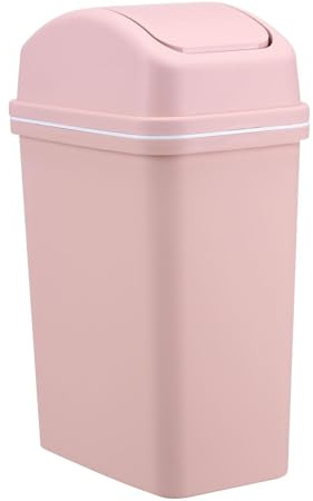 ccuzs Trash Can with Lid, 10L Swing Lid Waste Bin, Leak-Proof Kitchen Garbage, Thickened Bathroom Trash Can, Bedroom Counter Trashs Can, 27x17.7x41cm Pink Blue Green