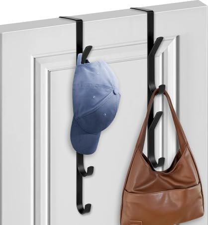 flintronic Manteau pour Porte, 2 pièces x 5 Crochets de Porte Vertical, Crochet de Portail en acier au carbone, patere peu encombrant Portail pour vêtements, serviettes, peignoirs, brossé