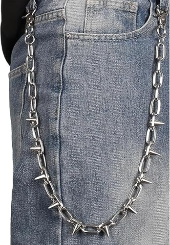 joonnair 62cm Catena Per Pantaloni Con Rivetti Catena Portafoglio Catena Pantaloni Catena Per Orologio Da Taschino Portafogli Accessori gotici con rivetti pesanti