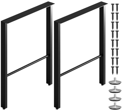 STOLMET Möbelfüße Tischkufen 2 Stück Tischbeine Tischgestell Schreibtisch 71 cm Stahl Schwarz LOFT A
