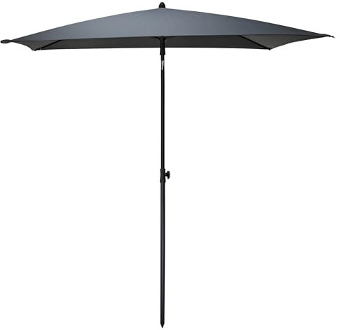 Balkon Sonnenschirm grau mit Knickgelenk - 125 x 200 cm - Gartenschirm rechteckig UV-beständig - Sonnen Schutz Schirm Garten Terrasse Marktschirm mit verstellbarem Neigungswinkel