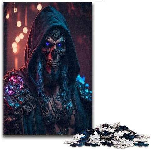 Puzzle für Erwachsene mit 1000 Teilen, Skelett-Hacker-Puzzle mit passendem Poster und Quizblatt (Größe 50 x 75 cm)