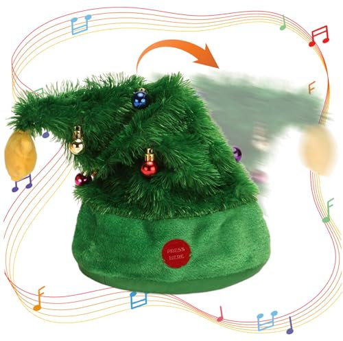 Chapeau de Noël électrique, style arbre, accessoire de danse musicale
