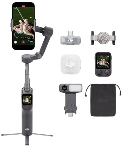 Osmo Mobile 8P+Trasmettitore Mic Mini 2, gimbal smartphone, micro wireless | Stabilizzatore (iPhone/Android), audio dettagliato, OsmoAudio, cancellazione attiva del rumore, stabilizzazione su tre assi