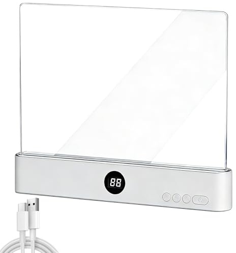 Leselampe Buch, Leselampe Buch Klemme, Transparent Flat Reading Lamp | 3 Lichtfarben Dimmbares LED Buchlampe mit Timer, USB Wiederaufladbare Buchlicht für Nachtlesen ins Bett, Flat Reading Lamp