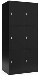 kaiserkraft | 3er-Schließfachschrank Fydor | 2 Abteile | Schwarz | B 800 mm | Flache Dachform | Vorhängeschloss