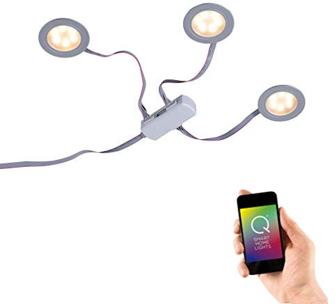 Paul Neuhaus, Q-Elli, LED Einbauleuchten inkl. 3 Spots, Alexa-fähig, Smart Home, Einbaulampen, dimmbar mit Fernbedienung, RGB-Farbwechsel, Farbtemperatur einstellbar, warmweiss - kaltweiss…
