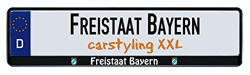 carstyling XXL Design Kennzeichenrahmen Bundesland Freistaat Bayern 2 Stück