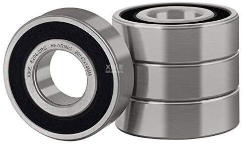 XiKe 4 Stück 6204-2RS Rillenkugellager 20x47x14mm Chromstahl und Vorgeschmiert, 6204RS Doppelt abgedichtetes Kugellager.
