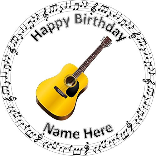 Guitar music note edible 7.5 inch cake topper wafer paper personalised
