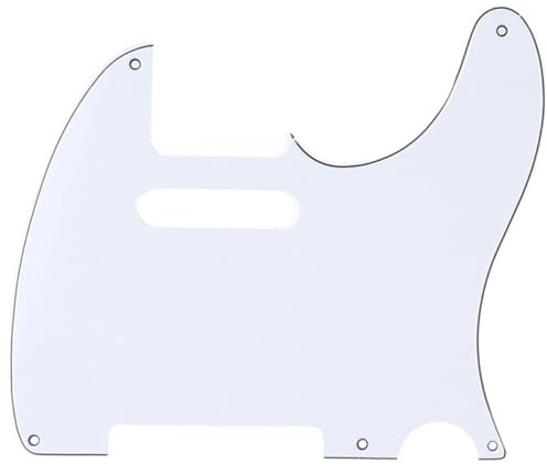 Musiclily 5 Löcher Vintage Tele Pickguard Gitarren Schlagbrett für Fender American/Mexican Telecaster E-Gitarre,3 lagig Weiß