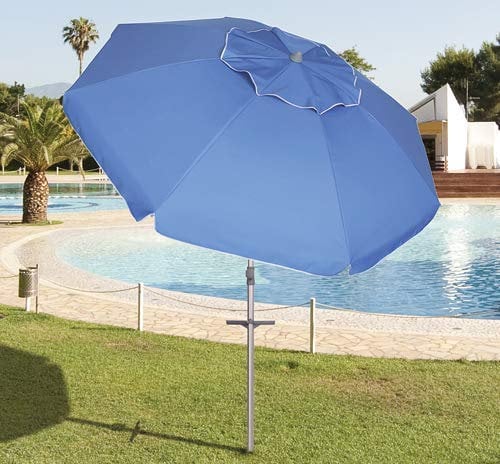 PAPILLON - 8042665, Ombrellone da spiaggia in alluminio, diametro 220 cm, con manici e spirale per l’ancoraggio, protegge dai raggi UV