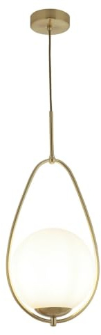 LED Pendelleuchte Ø23cm Metall Gold Glas Opal