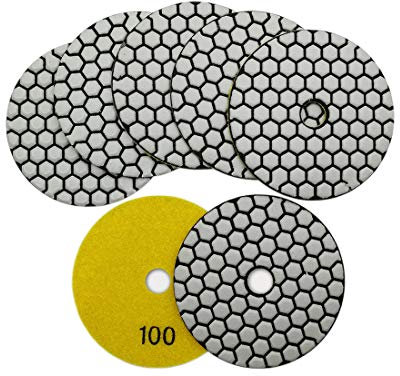 SHDIATOOL 7 dischi diamantati lucidanti 4 pollici/100 mm a secco diamante lucidatura pastiglie per marmo granito pietra calcestruzzo (#100)