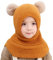 YONKOUNY Kinder Mädchen Wintermütze Warm Niedlich Schlupfmütze mit Bommel Beanie Strickmütze Schalmütze Fleece Mütze (Gelb)