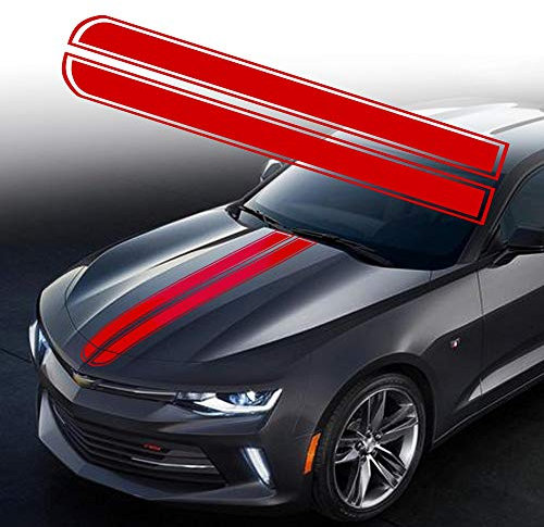 TOMALL 129 cm x 24 cm Motorhaube Streifen Aufkleber Auto Racing Körper Seite Aufkleber Rock Dach Motorhaube Stoßstange Streifen Aufkleber Vinyl Dekoration für Auto (Rot)
