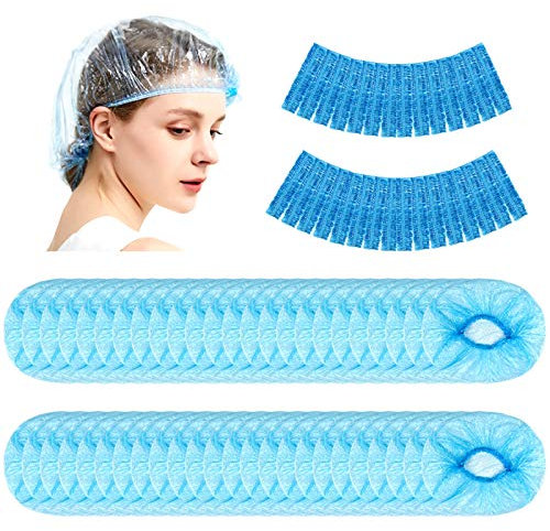 Cuffie da doccia, 200 pezzi cuffie da doccia usa e getta adatte per il bagno di famiglia presso l'hotel Hot Springs Spa, cuffia da doccia in plastica per uomo e donna (blu)