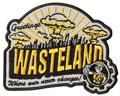 Game Patch Greetings from The Wasteland - Embroidered Games Badges Applique - Iron On Patches - Size: 3.9 x 3.1 inches