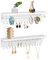 AHDECOR Lot de 2 Présentoir de Bijoux Mural, Porte-Bijoux Organisateur avec étagère pour Boucles d'oreilles, Bracelets, idée Cadeau, Blanc, 38x7.5x7.5cm