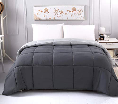 AYSW Ganzjahresdecke Steppdecke 220x240 cm, antiallergisch für Allergiker 100% Microfaser Öko Tex Standard Leichte Sommerdecke 180GSM Double Face Grau/Rauch