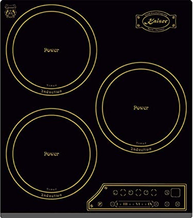 Kaiser KCT 4795 FI AD, noir, plaque de cuisson encastrable, 3 zones de cuisson, 45 cm, commande entièrement tactile, autarcique, facettes, plaque à induction rétro, affichage des fonctions