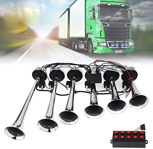 GUOZ Auto Air Horn 200db Super Loud 8 Sounds Stil Alarm 6 Trompete Air Horn Compressor Kit Für Motorrad Boot Truck Auto