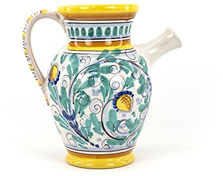 Vaso con manico, anfora con beccuccio, brocca, quartara H 25 in ceramica siciliana di Caltagirone fatta a mano