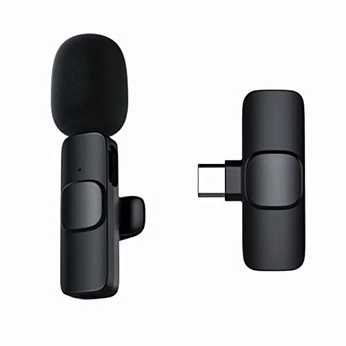 DayDup Microfono Lavalier Wireless per iPhone/iOS/Androide, Plug & Play Professionale Microfono, Riduzione del Rumore per TikTok, Youtube, Vlog Registrazione Video, Diretta Streamin, Nero-B