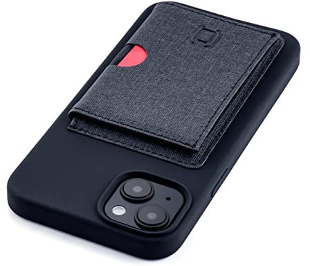 Dockem Funda Tipo Tarjetero con Solapa para iPhone 14 Plus con Cartera Minimalista Removible con Solapa para 3-4 Tarjetas y Placa de Metal para Montaje Magnético (Negro)