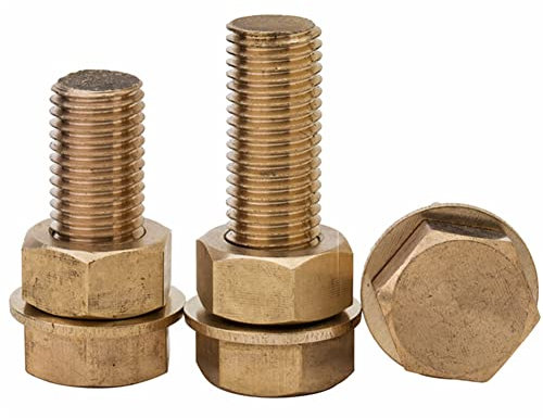 Kit de 10 rondelles plates en laiton avec boulons hexagonaux et écrous M12 x 30 mm. Convient pour les machines électriques, etc.