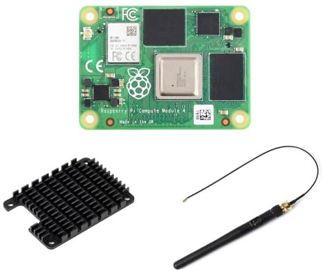 Waveshare Pi Compute Module 4 Comes with an Official Raspberry Pi CM4101016 (with Wireless, 1GB RAM, 16GB eMMC Flash), an Antenna Kit and a HEATSINK. (3 Items)